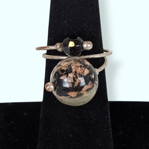 (2/$20) V. Wire Wrapped Murano Glass Ring - Picture 2 of 7